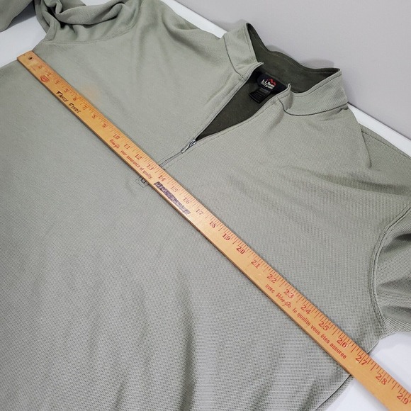 LL Bean Men 1/4 Zip Pullover Size XXL Green Long Sleeve Hiking Outdoors USA Made - Picture 8 of 11